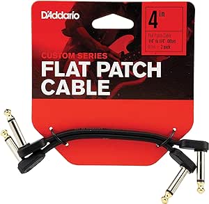 D’Addario Accessories Classic Series Flat Guitar Patch Cables - Guitar Pedal Cable with ¼ Inch Ends - Durable & Reliable - Instrument Cable for Pedalboards - 4in Offset - 2-Pack