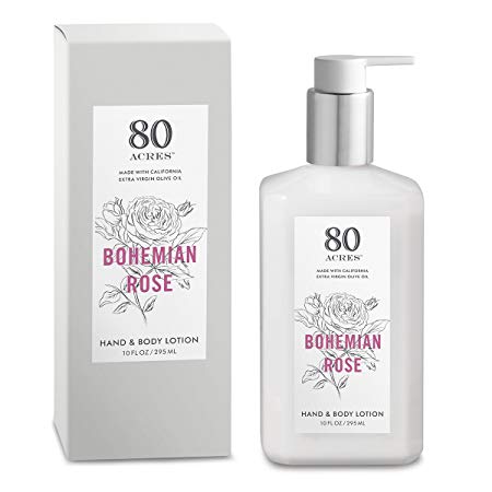 Bohemian Rose Hand and Body Lotion- 10 Ounces by 80 Acres