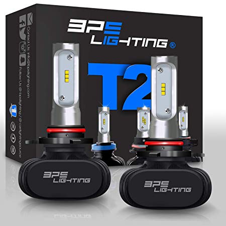 BPS Lighting T2 LED Headlight Bulbs Conversion Kit - 9012 HIR2 50W 8000 Lumen 6000K 6500K - Cool White - Super Bright - Car and Truck High and Low Beam - All-in One - Plug and Play
