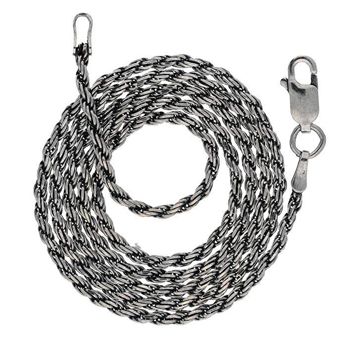 2mm Sterling Silver Diamond-Cut Rope Chain Necklace(Lengths 14",16",18",20",22",24",26",28",30",32",34",36")