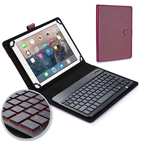 New Apple iPad 9.7 (2017) keyboard case, COOPER BACKLIGHT EXECUTIVE 2-in-1 Backlit LED Bluetooth Wireless Keyboard Leather Travel Cover Folio Portfolio Stand with 7 Colors A1822 A1823 (Purple)