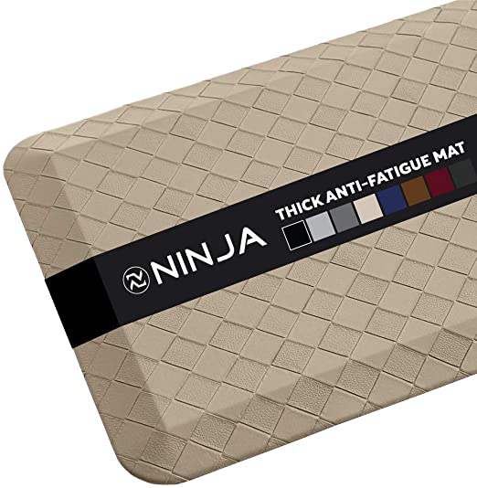 Ninja Brand Premium Floor Comfort Mat, 20x39 Inch, Ergonomically Engineered, Extra Support Floor Pad, Commercial Grade, for Kitchen, Gaming, Office Standing Desk Mats, Classic Khaki