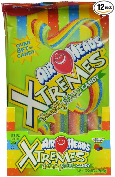 Airheads Xtremes Peg Bag, Rainbow Berry, 4.5 Ounce (Pack of 12)