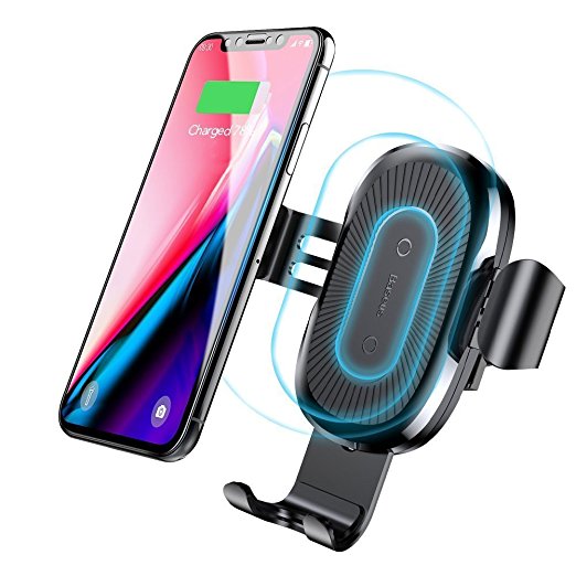 Wireless Car Charger, Baseus Qi Wireless Charger Car Mount Fast Charge for Samsung Galaxy S8 S8 Plus S7 S7 Edge, Standard Charge for iPhone X / 8 / 8 Plus (Black)