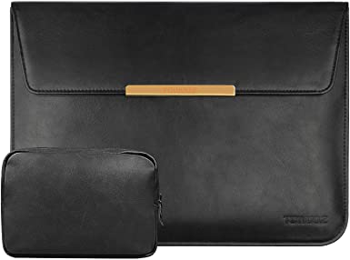 TOWOOZ 13.3 Inch Laptop Sleeve Case Compatible with 2016-2020 MacBook Air/MacBook Pro 13-13.3 inch/iPad Pro 12.9 / Dell XPS 13/ Surface Pro X, PU Leather Bag (13-13.3, PU Black)