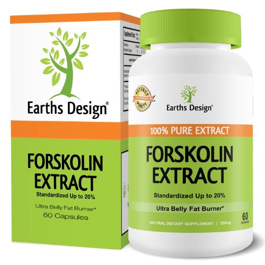 Forskolin Pure Root Extract Standardized to 20 for Weight Loss 250mg Yields 50 Mg Active Coleus Forskohlii TV Dr Recommended Best Fat Burner for Melting Belly Fat for Women and Men 60 Capsules