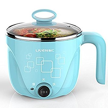 1L Liven Shabu shabu Mini electric Hot pot, stainless steel, cook noodles boil water and egg, Travel pot, Healthy pot small cooker 600W