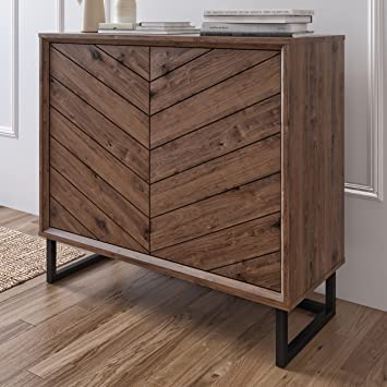 DG Casa Koa Modern Accent Chest Cabinet Table with 2 Doors & Adjustable Height Storage Organization Shelf for Hallway, Entryway, Living Room, Bedroom, or Foyer-Oak