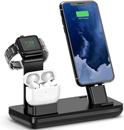 Charging Station for Apple Products, YoFeW 3 in 1 Charger Stand for Apple Watch, iWatch Series SE/6/5/4/3/2/1, Airpods Pro 2/1, iPhone 11 Series/Xs/X Max/XR/X/8/ 8P/7/7P/6S/6S Plus, Upgraded