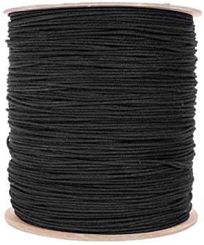 Black Cotton Tie Line (Unglazed - 1/8 Inch - 50 Feet) - Theater Cord, Multipurpose Utility Line - Polyester Core