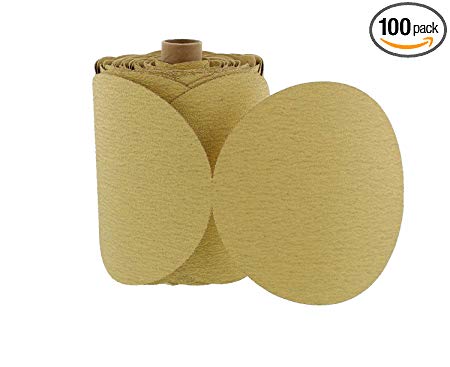 ABN 80 Grit 100 Piece 6 Inch Yellow Sanding Abrasive Disc with Sticky Backing Sandpaper Roll