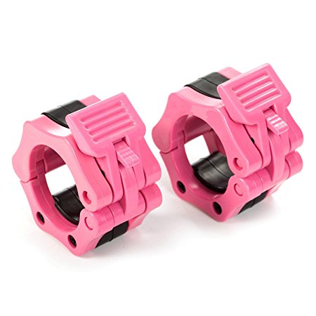Workouty Pair of 2" Olympic Barbell Collar Quick Release Barbell Clamp Lock Jaw for WeightLifting Crossfit Gym Exercise (Pink)