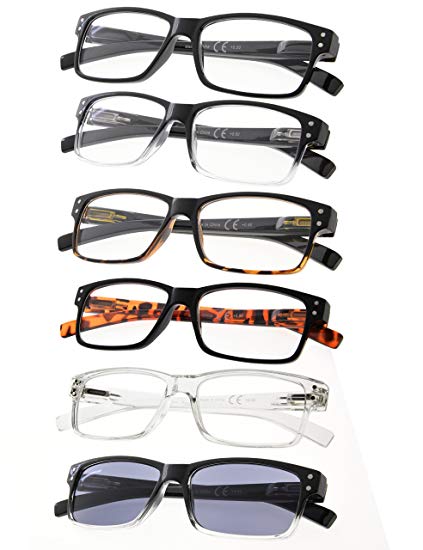 Reading Glasses 6-Pack Spring Hinges Includes Sunshine Readers