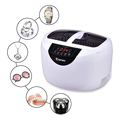 COSTWAY Ultrasonic Cleaner 2.5L(85oz), 165 Watts Professional Cleaner with Digital Timer, Portable Household Ultrasonic Cleaning Machine for Jewelry, Rings, Eyeglass, Dentures, Goggles