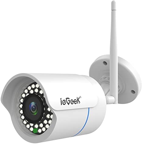 ieGeek 1080P Waterproof Home Security Surveillance, Outdoor Bullet IP Camera with Night Vision, Remote Viewing Motion Detection Push Alerts, 2MP 3.6MM Lens, White