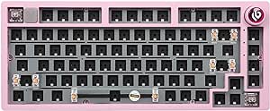 EPOMAKER x LEOBOG Hi75 Aluminum Alloy Wired Gaming Keyboard Barebones Kit, 75% Gasket-Mounted RGB Creamy Keyboard, Hot-swap Custom Mechanical Keyboard, with Mode-Switching Knob, for Win/Mac (Pink)