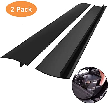 Kitchen Silicone Stove Counter Gap Cover with Heat Resistant Wide & Long Gap Filler Used for Protect Gap Filler Sealing Spills in Kitchen Counter, Stovetops（2 Pack, Black，21 Inch）