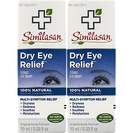 Similasan Dry Eye Relief Eye Drops 0.33 Ounce Bottle, for Temporary Relief from Dry or Red Eyes, Itchy Eyes, Burning Eyes, and Watery Eyes, 2 Count