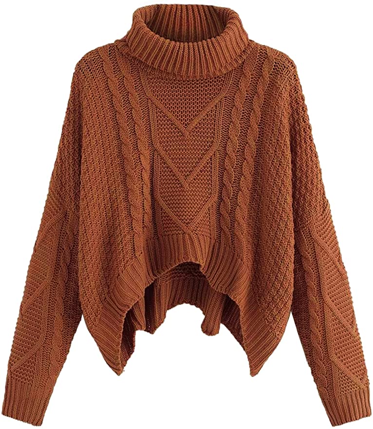 Beyove Womens Batwing Long Sleeve Sweaters Turtleneck Loose Pullovers Soft Knit Jumper Tops