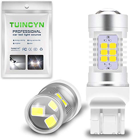 TUINCYN 7443 W21W T20 992 7440 7444NA LED Turn Signals Light Bulbs White Backup Reverse Light Brake Light DRL Parking Light(2-Pack)