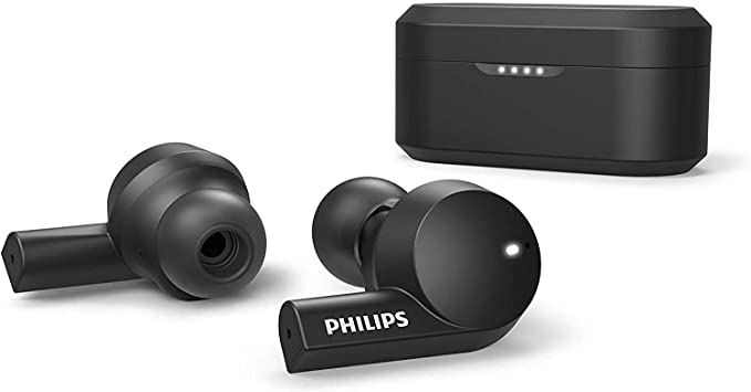 Philips Audio T5505 Wireless Earbuds, Active Noise Canceling (ANC), True Wireless Bluetooth 5.0, IPX5 Water Resistant, USB-C Charging, Up to 20 Hours of Playtime (TAT5505BK), Black