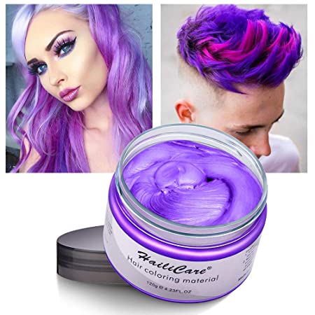 Temporary Hair Color Dye One Day Hair Color Temporary Hair Color Hair Wax Color for Men Kids Hair Dye for Halloween Party Cosplay (Purple)