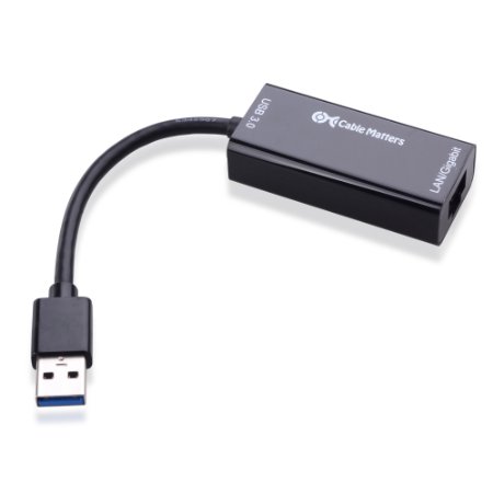 Cable Matters SuperSpeed USB 30 to RJ45 Gigabit Ethernet Network Adapter in Black