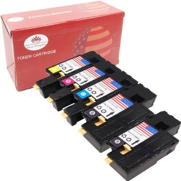 Toner Kingdom 5PK (2Black, 1Cyan, 1Magenta, 1Yellow) Combo Set Toner Cartridges Replacement for Dell Color C1660 C1660W C1660cnw Printers