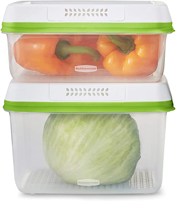 Rubbermaid 2114815 FreshWorks Saver, Large Produce Storage Containers, 4-Piece Set, Clear