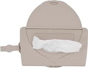 Ubbi On-The-Go Baby Wipes Dispenser, Portable Wipes Container for Travel, Diaper Bag Accessory Must Have for Newborns, Reusable Wipes Holder, Taupe