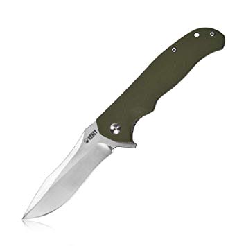KUBEY KU162 8.3" Pocket Folding Knife with Clip, 3.44" Drop Point D2 Blade and Glass-Filled G10 Handle, Liner Lock and Ceramic Ball Bearing Washer via Flipper