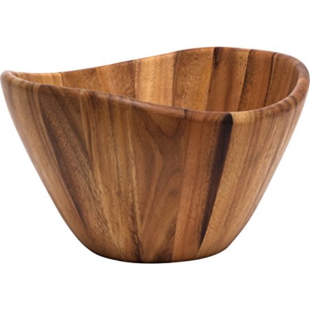 Lipper International 1174-2 Three Piece Wave Bowl with Servers, Large, Acacia