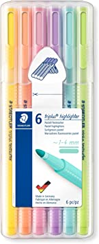 Staedtler triplus textsurfer Pastel Highlighters in Assorted Colors | 6 Pack Mid Highlighters in Easel Box 362 CSB6