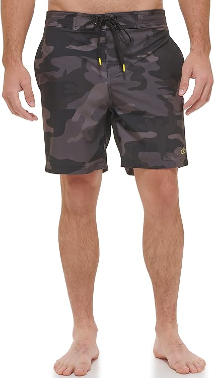 Calvin Klein Men's Standard Uv Protected Quick Dry Graphic Print Swim Trunk