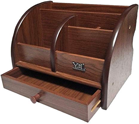 Wooden Desk Organizer with Drawer,Multifunctional Office & Home Storage Organizer as Large Pencil Holder Makeup Organizer Remote Control Holder etc. (YCL830)