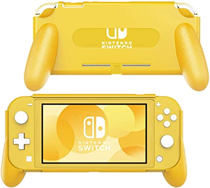 MoKo Hand Grip Case Compatible with Nintendo Switch Lite, Ergonomic Comfort Handle Case Shockproof Protective Stand Holder Kit Compatible with Switch Lite - Yellow