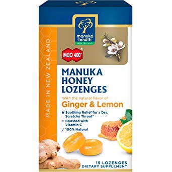 Manuka Health, MGO 400  Manuka Honey Lozenges with Lemon & Ginger, 15 lozenges, 2.66 oz