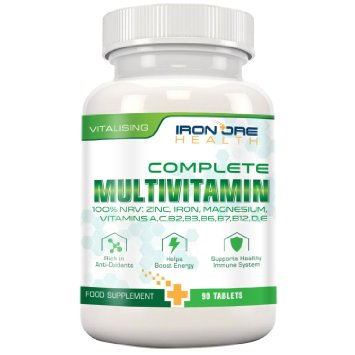 Complete Multivitamin - Best One a Day Vitamin for Optimal Health & Vitality, 100% RDA - 90 Tablets - Highest Quality Ingredients