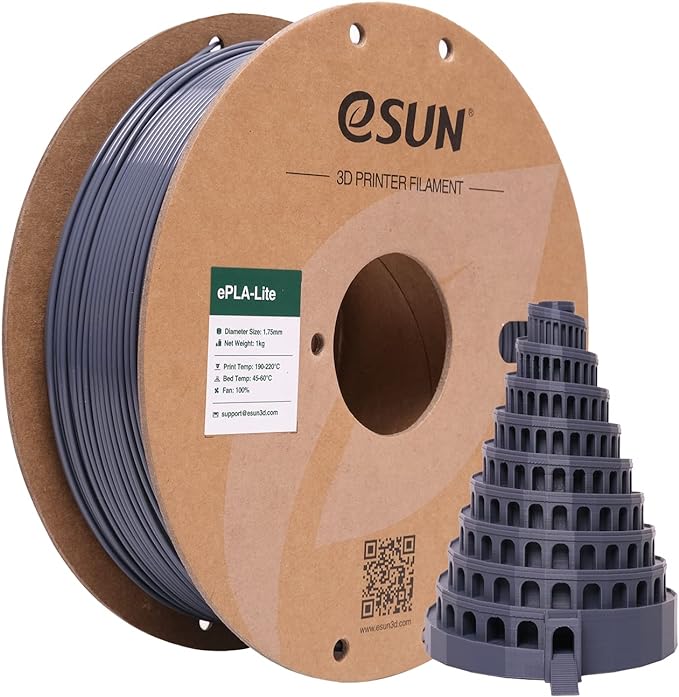 eSUN PLA Filament 1.75mm, 3D Printer Filament Upgraded PLA Filament, Dimensional Accuracy  /- 0.03mm, 1KG Spool (2.2 LBS) 3D Printing Filament for 3D Printers,Grey