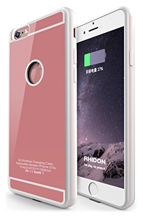 iPhone 6S wireless receiver case ,Rhidon iPhone 6 Qi Wireless Charging case Flexible Lightning Connector [1A Upgrade] (Rose Gold)