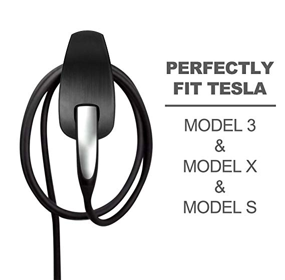 TOPlight Tesla Model 3 Charging Cable Organizer, for Tesla Accessories Motors Wall Mount Connector Cable Organizer Bracket Charger Holder Adapter for Model 3 Model X Model S(Black)