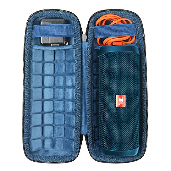 Hard Travel Case for JBL Flip 4 Waterproof Portable Bluetooth Speaker by CO2CREA (Size 3 -Outer Black and Inner Ocean Blue)