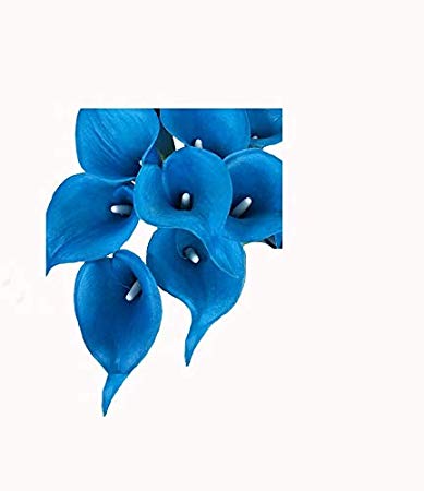 Angel Isabella 10pc Set Real Touch Calla Lily-Keepsake Artificial Flower Perfect for Cut to Make Boutonniere Corsage Bouquets(Malibu Turquoise)