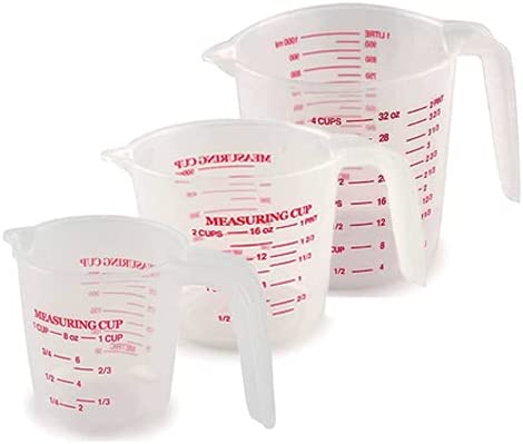 Norpro 1 Plastic Measuring Cup, Multicolored 1 cup, 2 cup, 4 cup Volume (3 Pack)