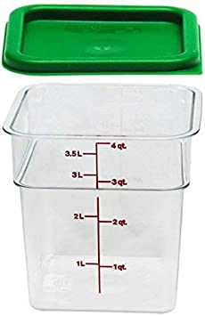 Cambro 4SFSCW135 4 Qt. Clear Container with SFC2452 Kelly Green Lid, 4 Quart