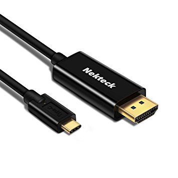 Nekteck USB C to HDMI Adapter Cable Thunderbolt 3 Compatible 4K Converter Supports up to 3840x2160 60Hz for 2016 / 2017 MacBook Pro, Samsung S8 Note 8, ChromeBook and More Black 3ft