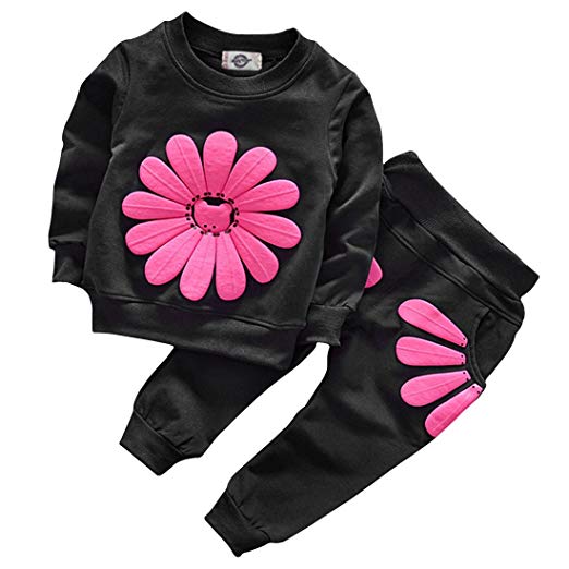 Toddler Baby Girls Sunflower Clothes Set Long Sleeve Top and Pants 2pcs Outfits Fall Clothes