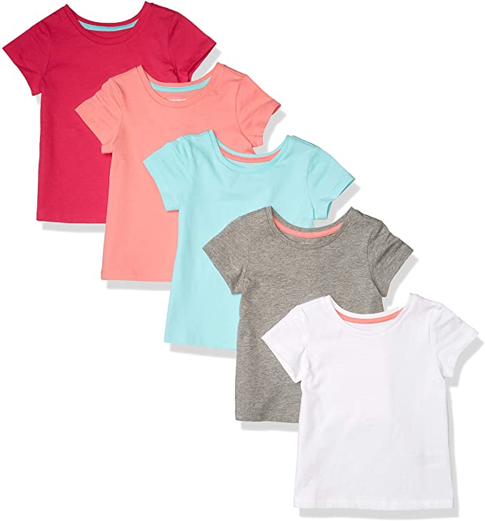 Amazon Essentials Girls' 5-Pack Fashion T-Shirts