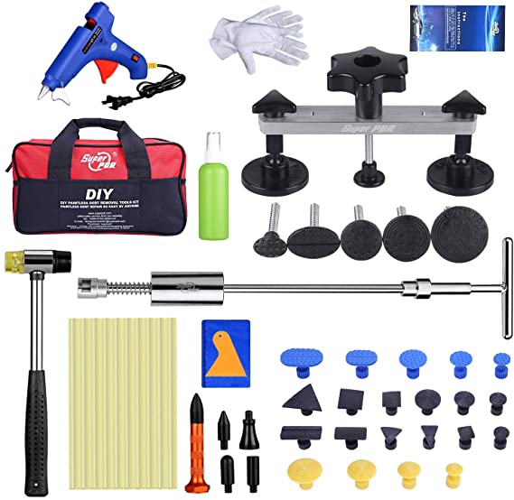 Fly5D 47pcs Auto&Car Body Dent Repair Tool Kit Dent Popper Lifter Glue Puller 2-in-1T-bar Pops All Kinds of Dents