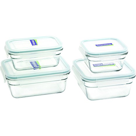 Glasslock 8-Piece Rectangle and Square Assorted Oven Safe Container Set